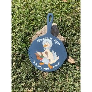 Vintage Handmade Goose “Kitchen Is Open” Painted Wall Decor Home Kitschy Funny